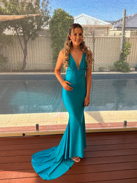 Custom Georgie Gown Train Aqua
