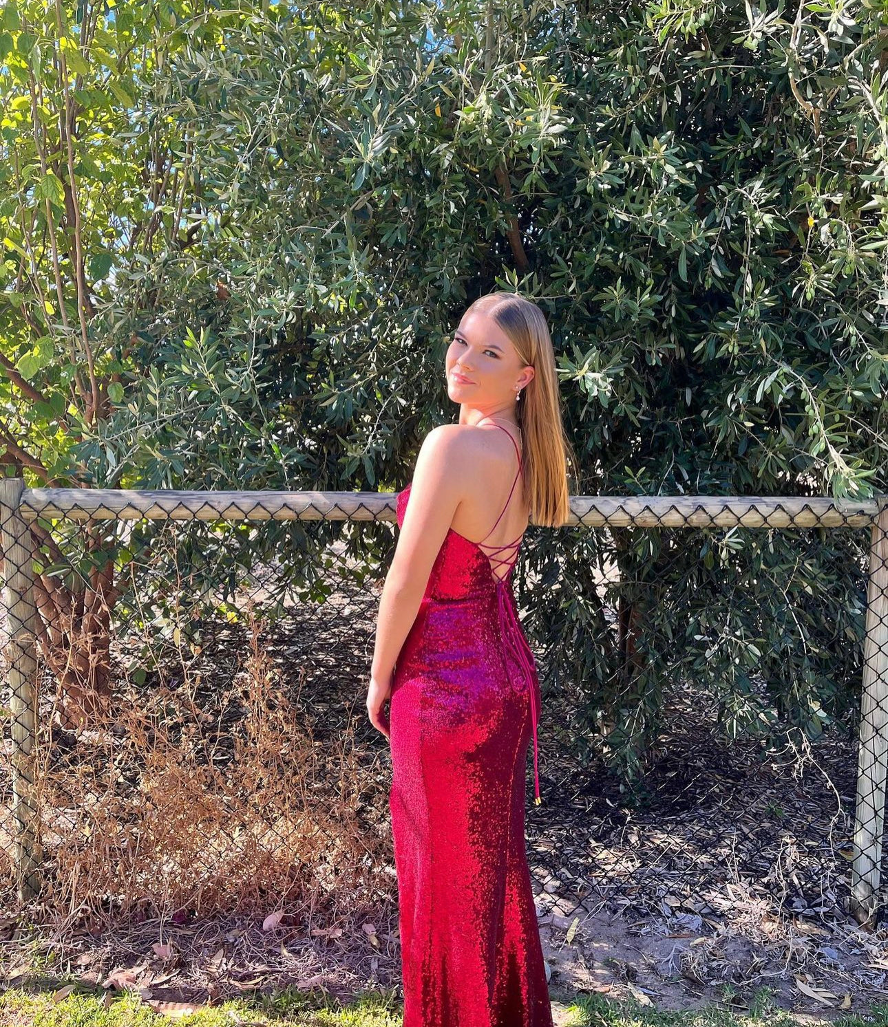 Bariano Stephanie Cowl Gown Fuchsia