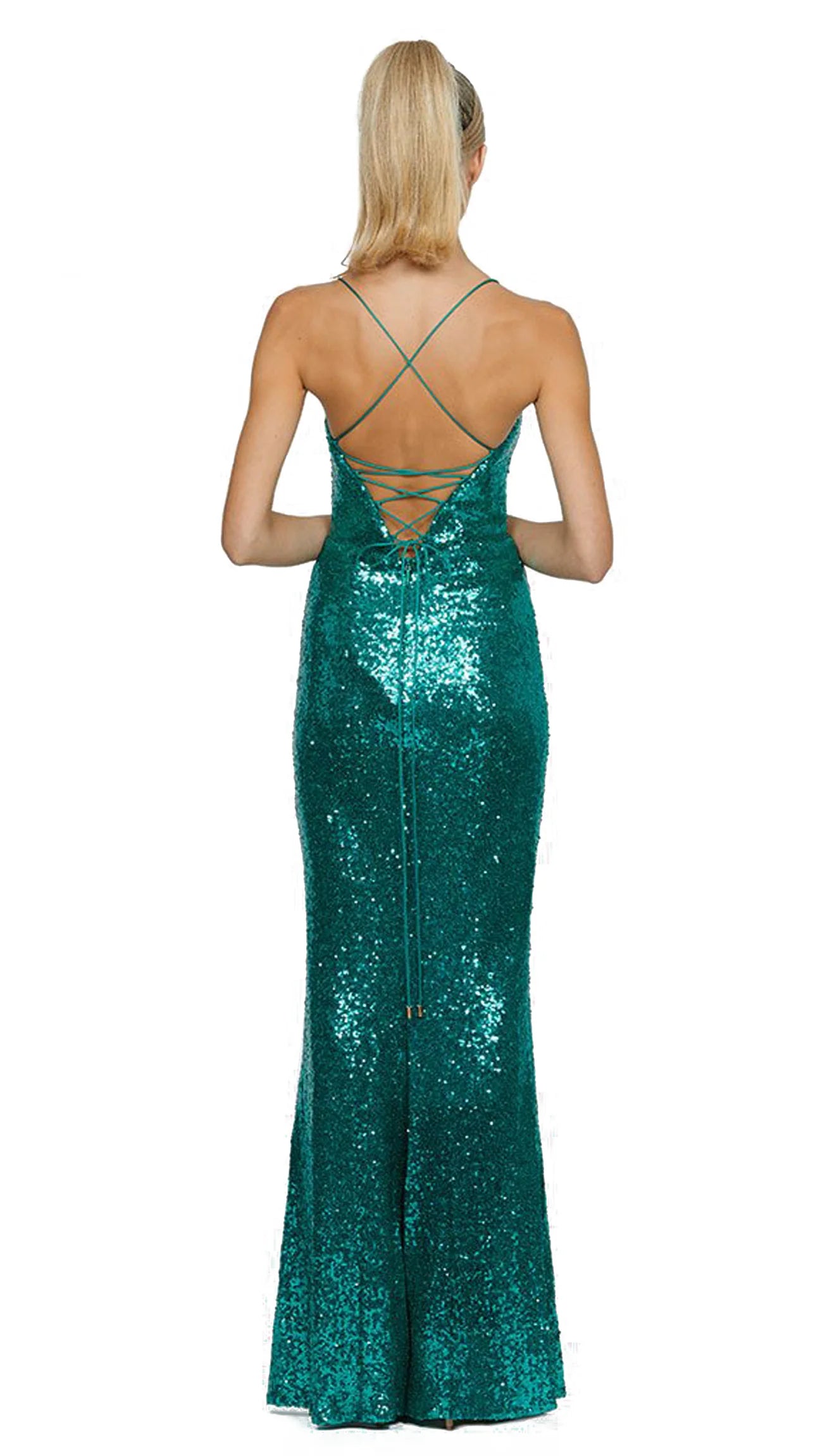 Bariano Stephanie Cowl Gown Emerald