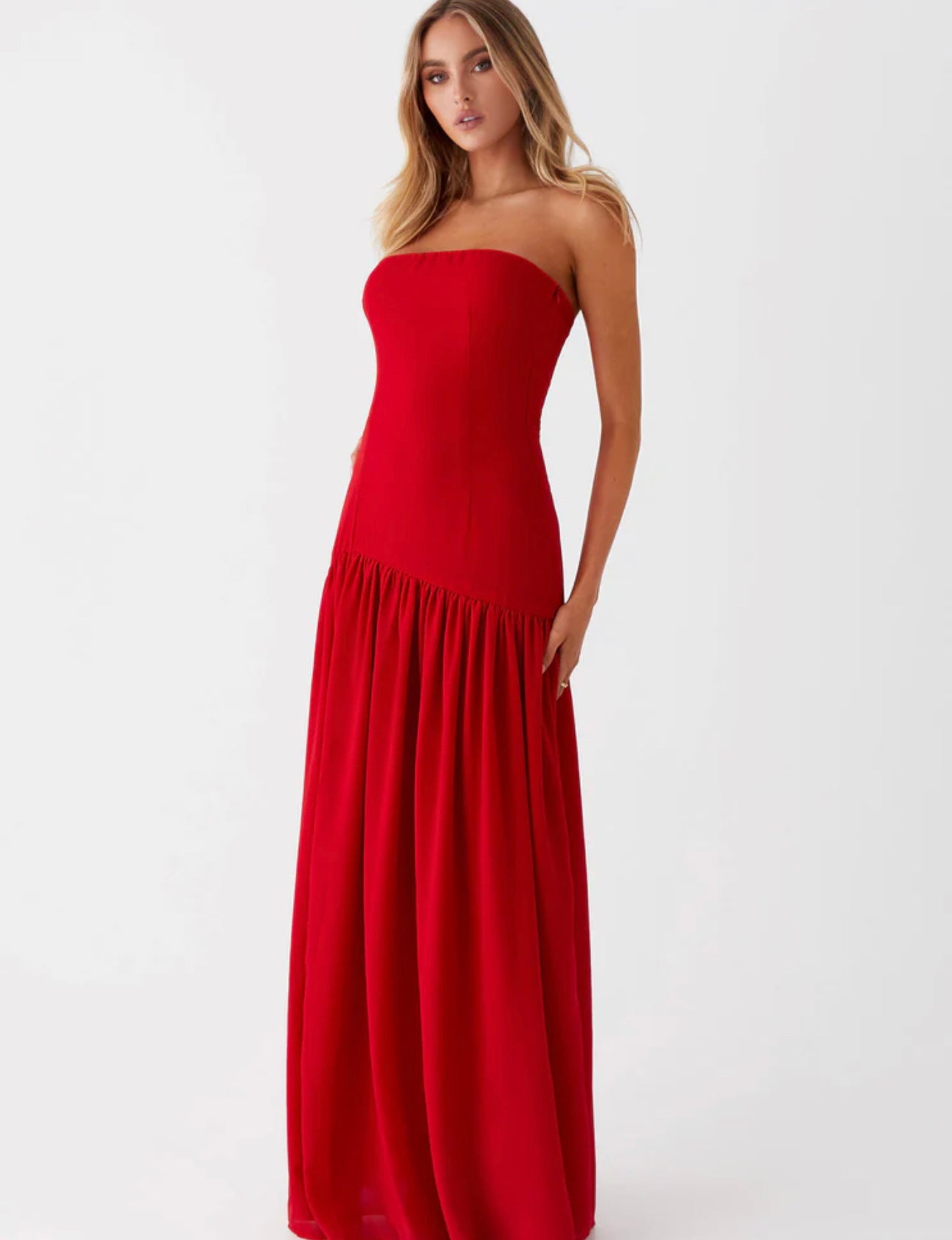 Peppermayo Eden Strapless Dress Red