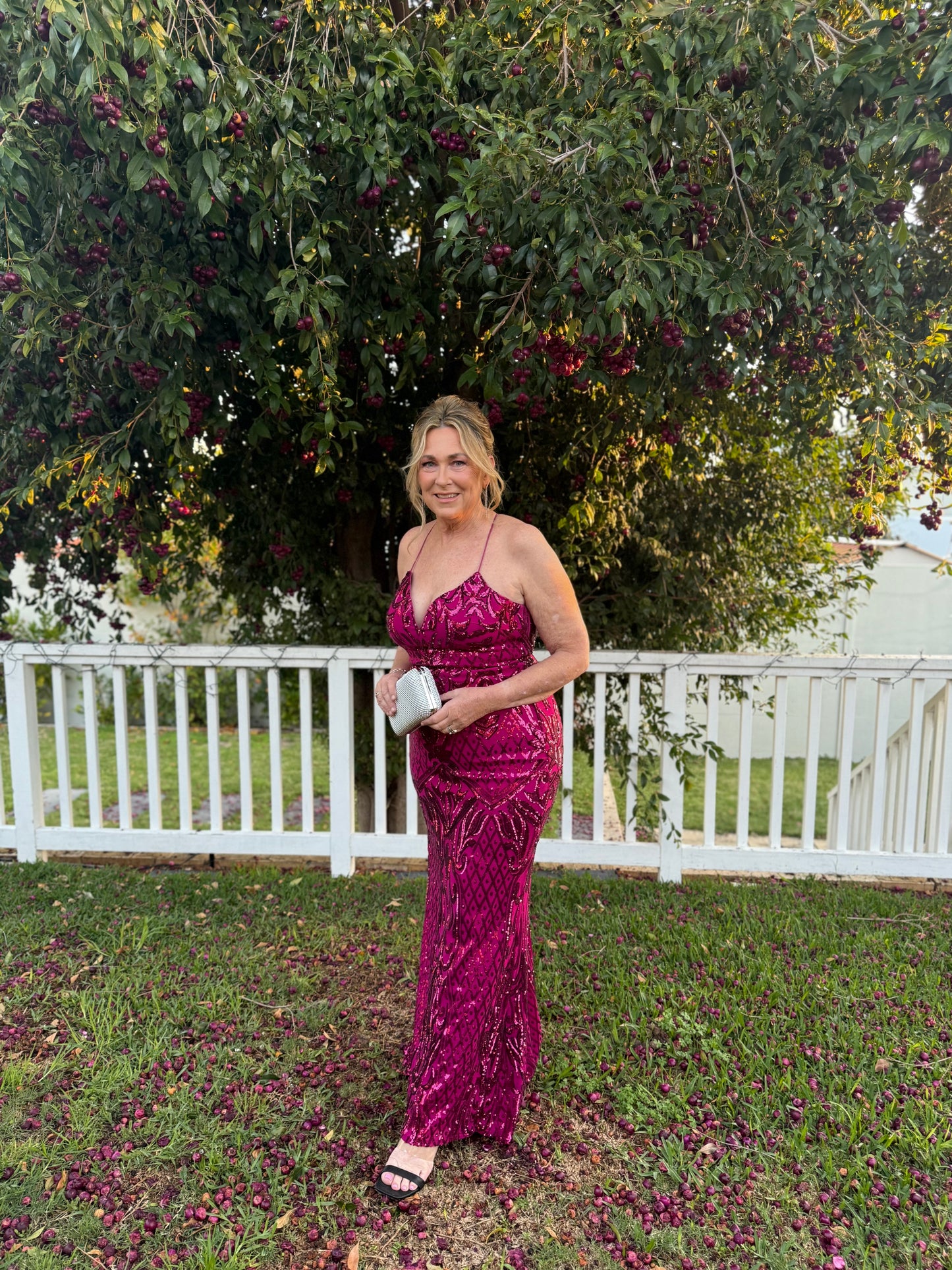 Bariano Ariel Strappy Gown Magenta