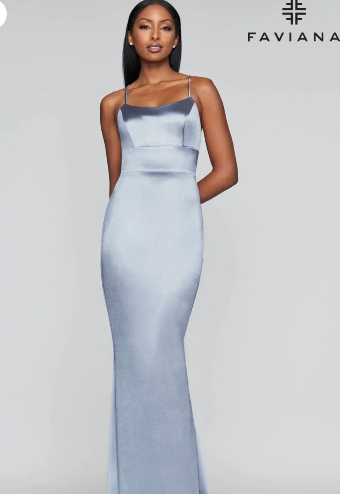 Faviano Scoop Neckline Blue gown