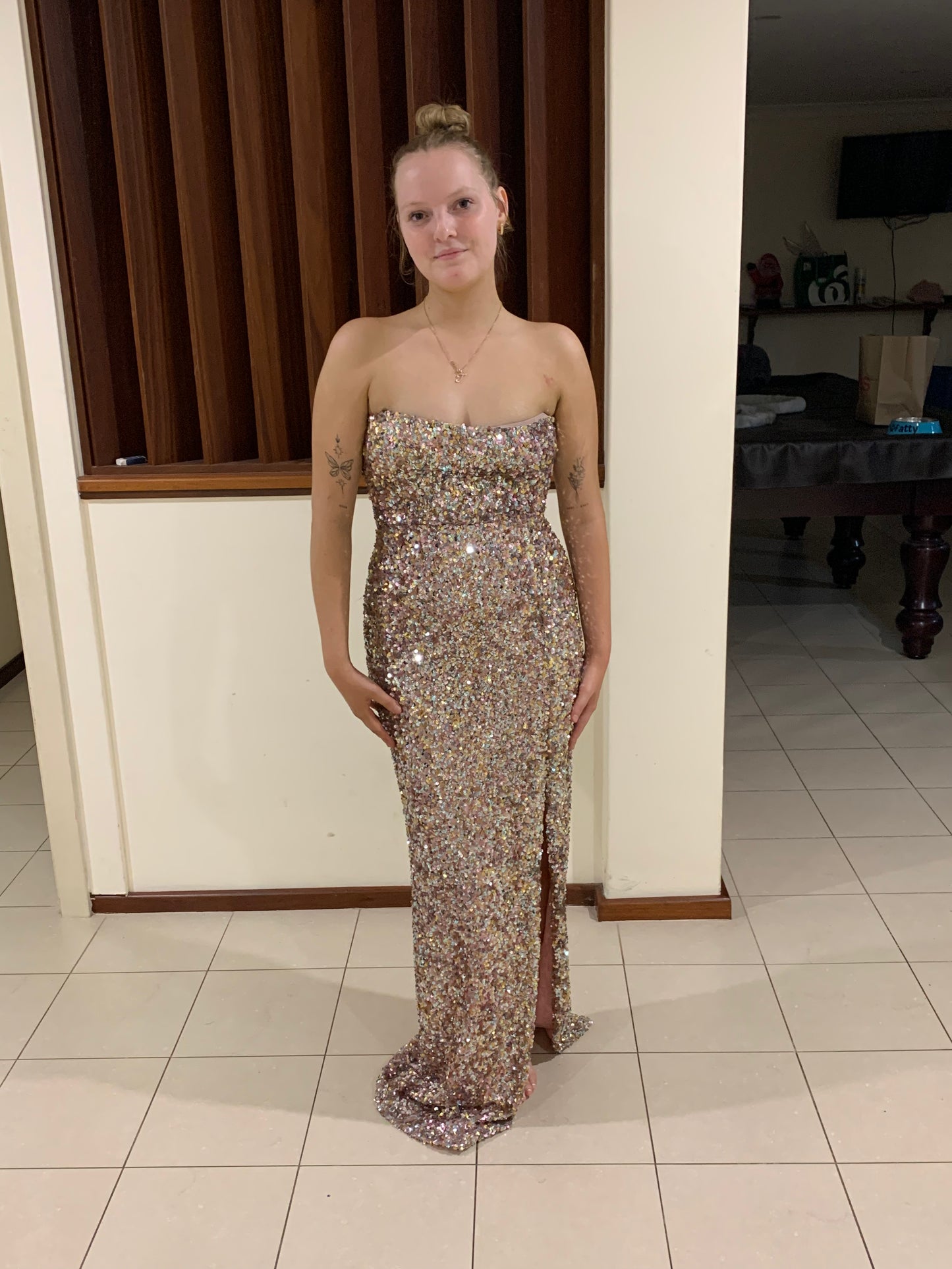 Nookie strapless confetti gown
