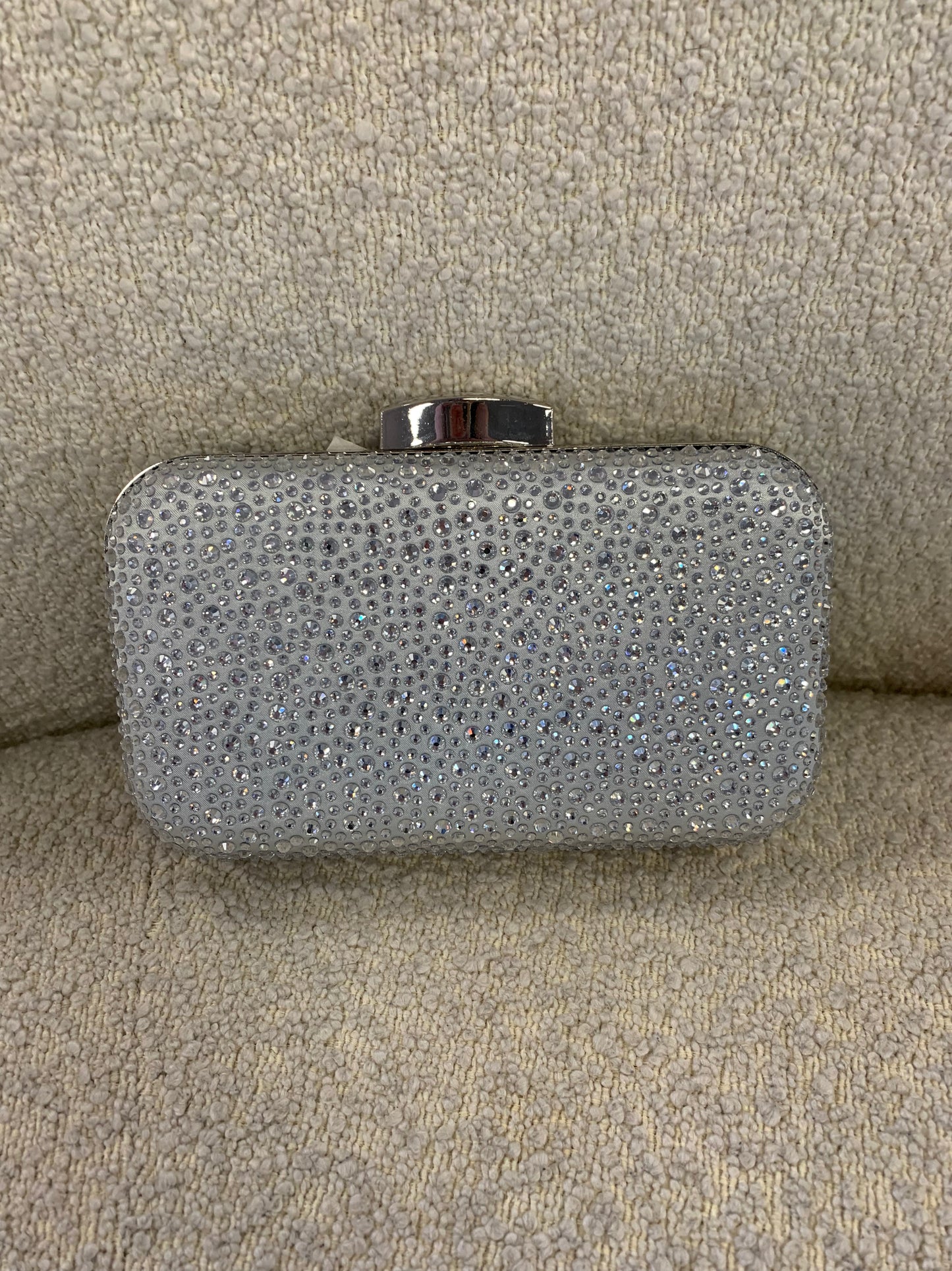 Lustre & sage silver beaded clutch