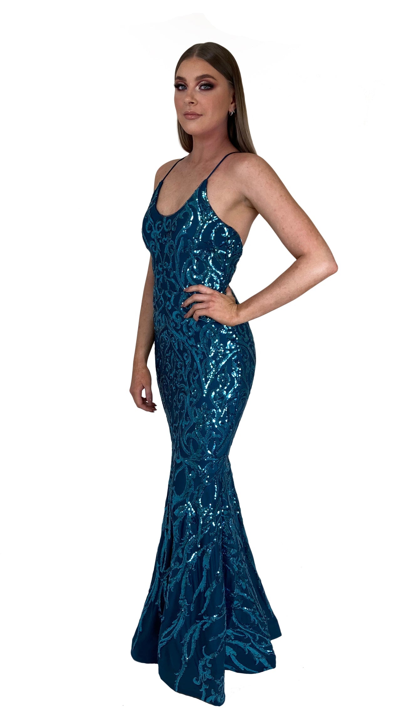 Bariano Serpentine Scoop Pattern Gown