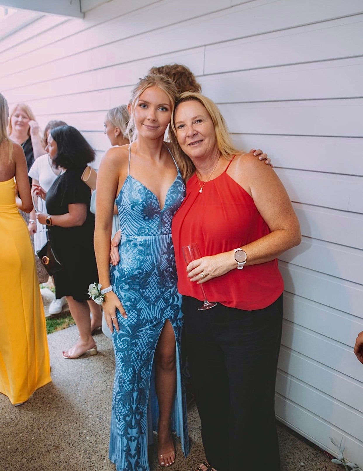 Bariano Lace Up Gown Blue