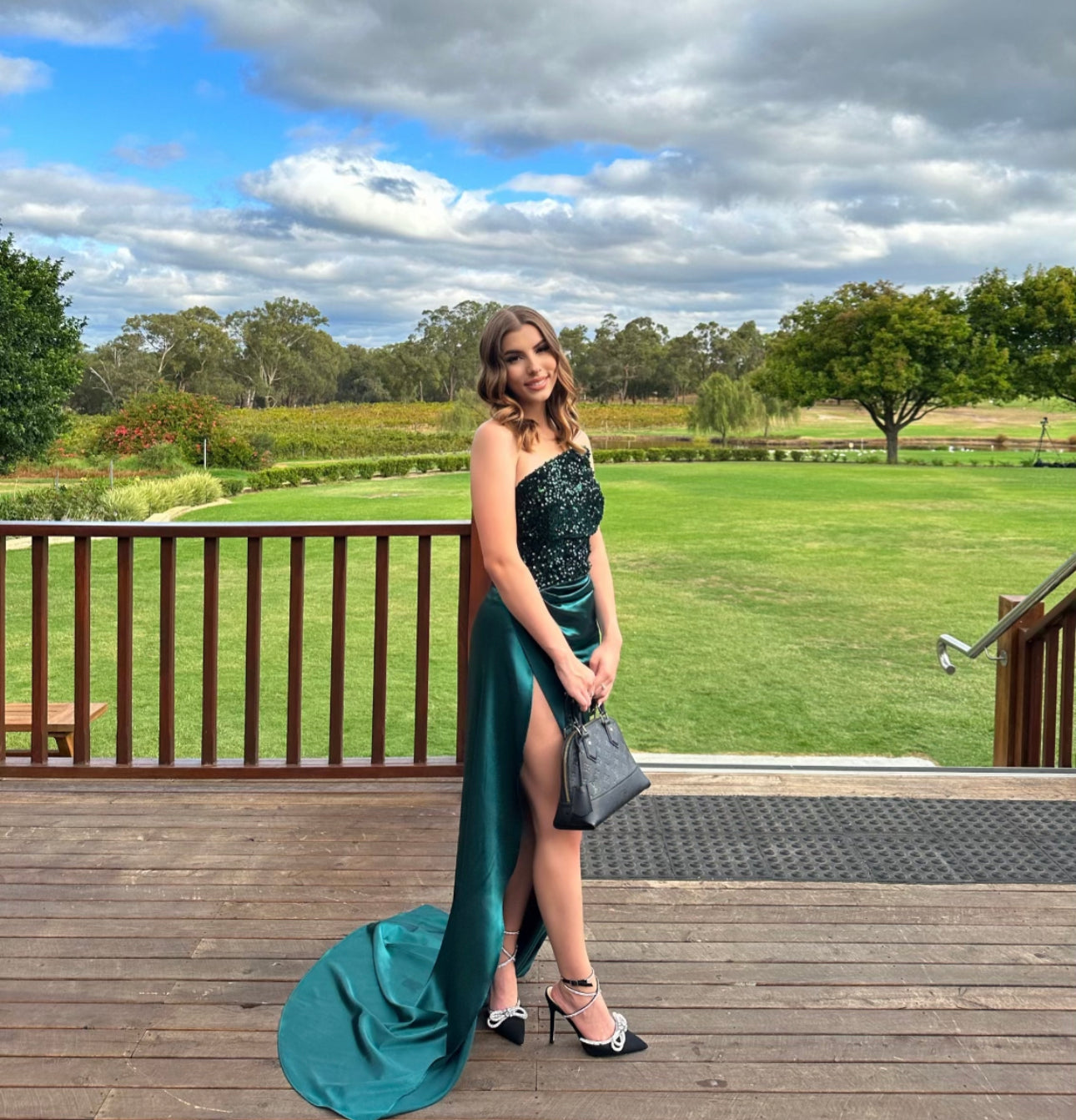 Hebeos Sequin Gown Emerald