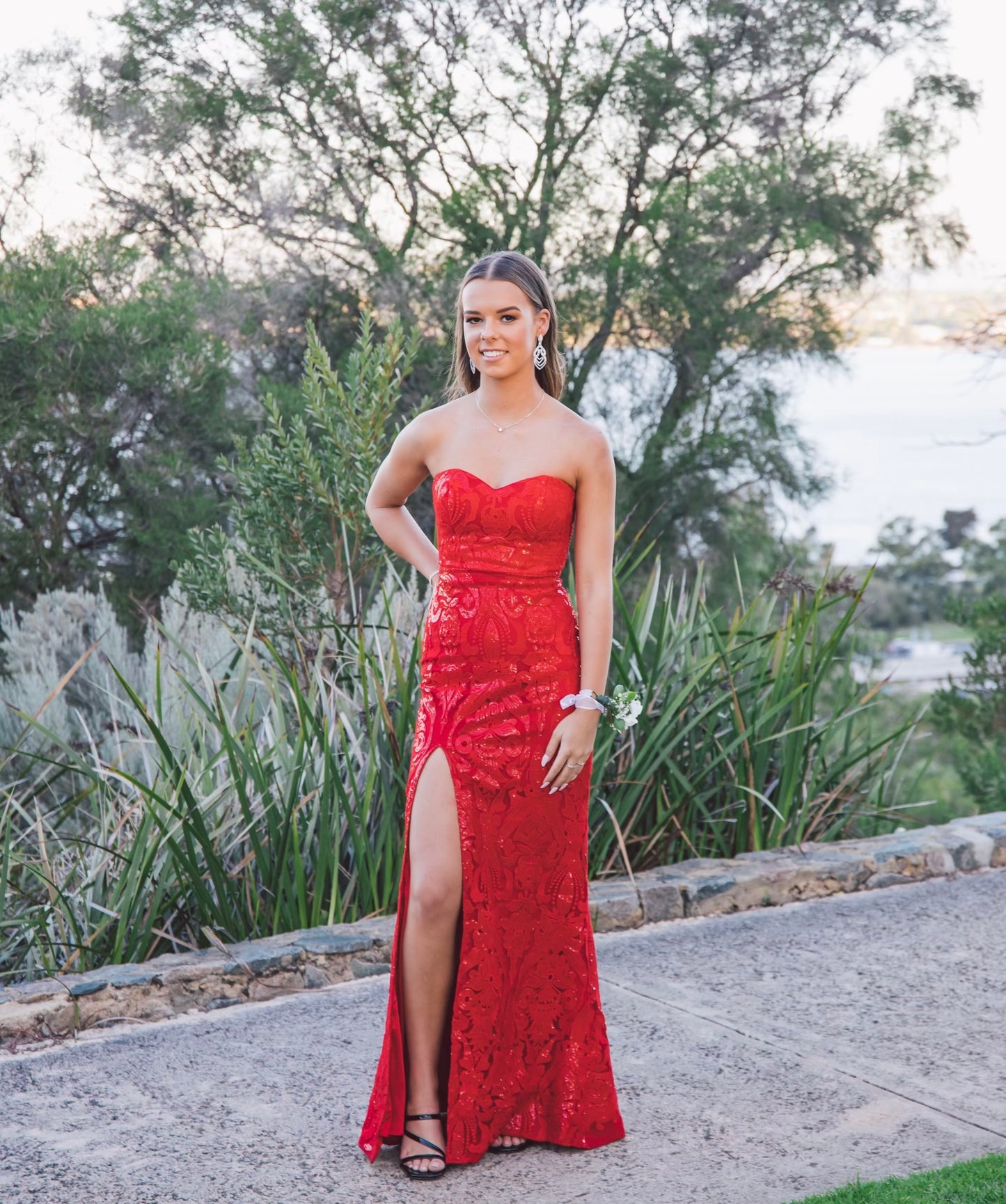 Bariano Custom Gown Red Hire For A Night Bariano Custom Gown Red Hire For A Night