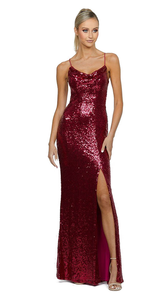 Bariano Stephanie Cowl Sequin Gown
