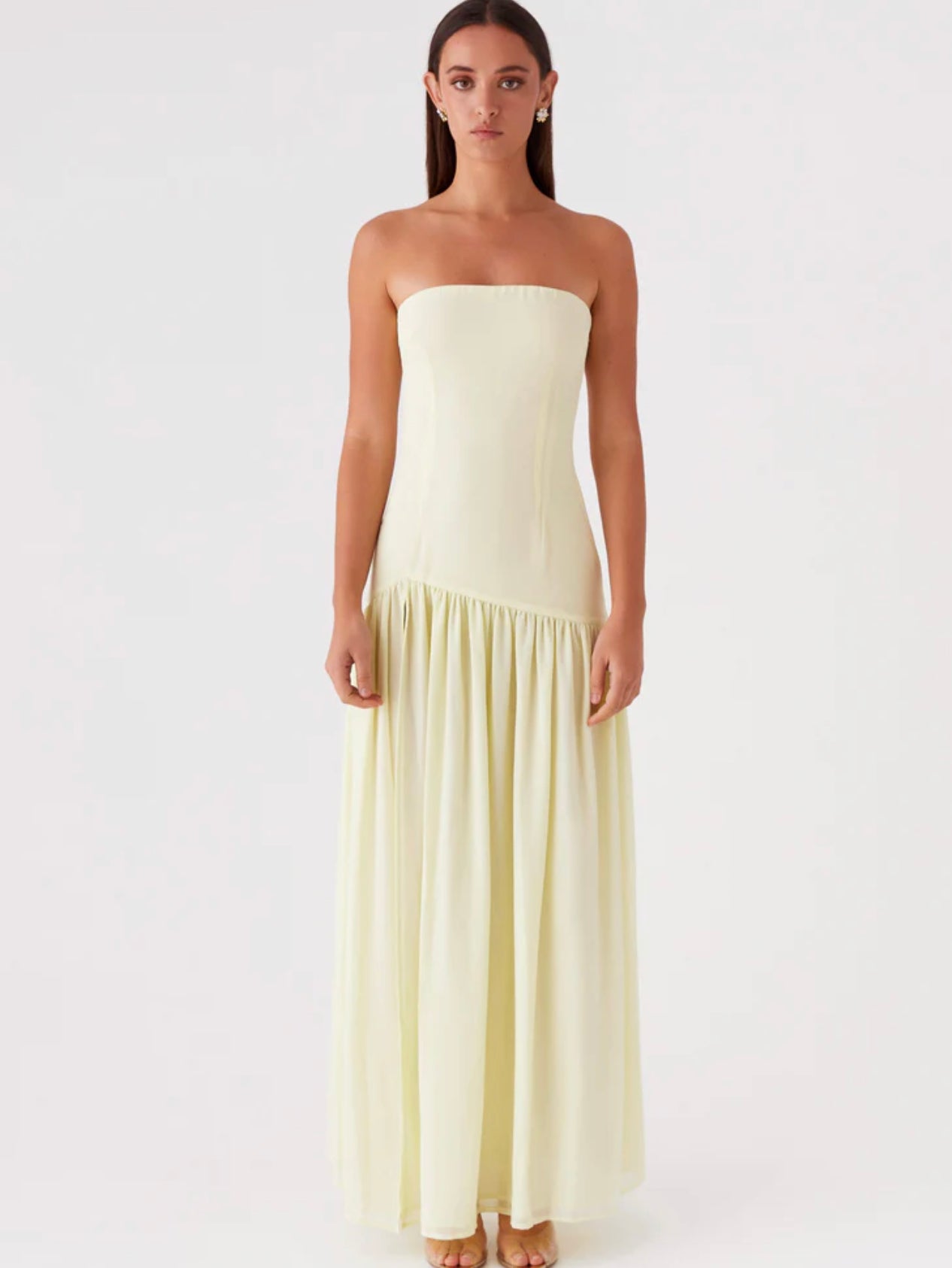 Peppermayo Eden Strapless Dress Yellow