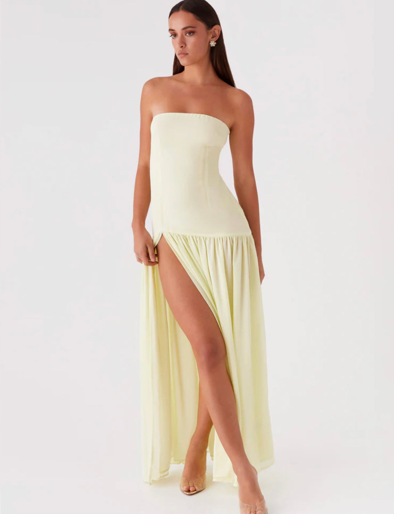 Peppermayo Eden Strapless Dress Yellow