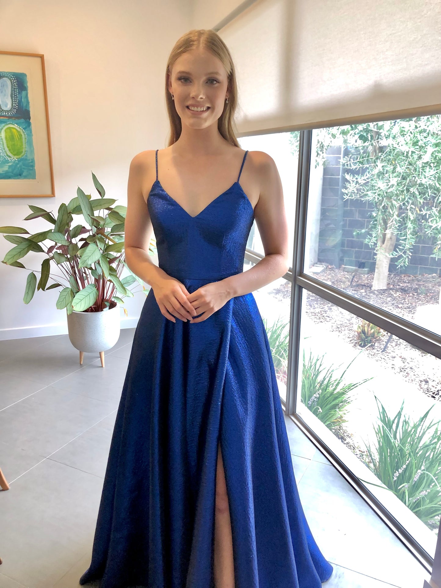 Tania Olsen Valerie Metallic Gown Cobalt
