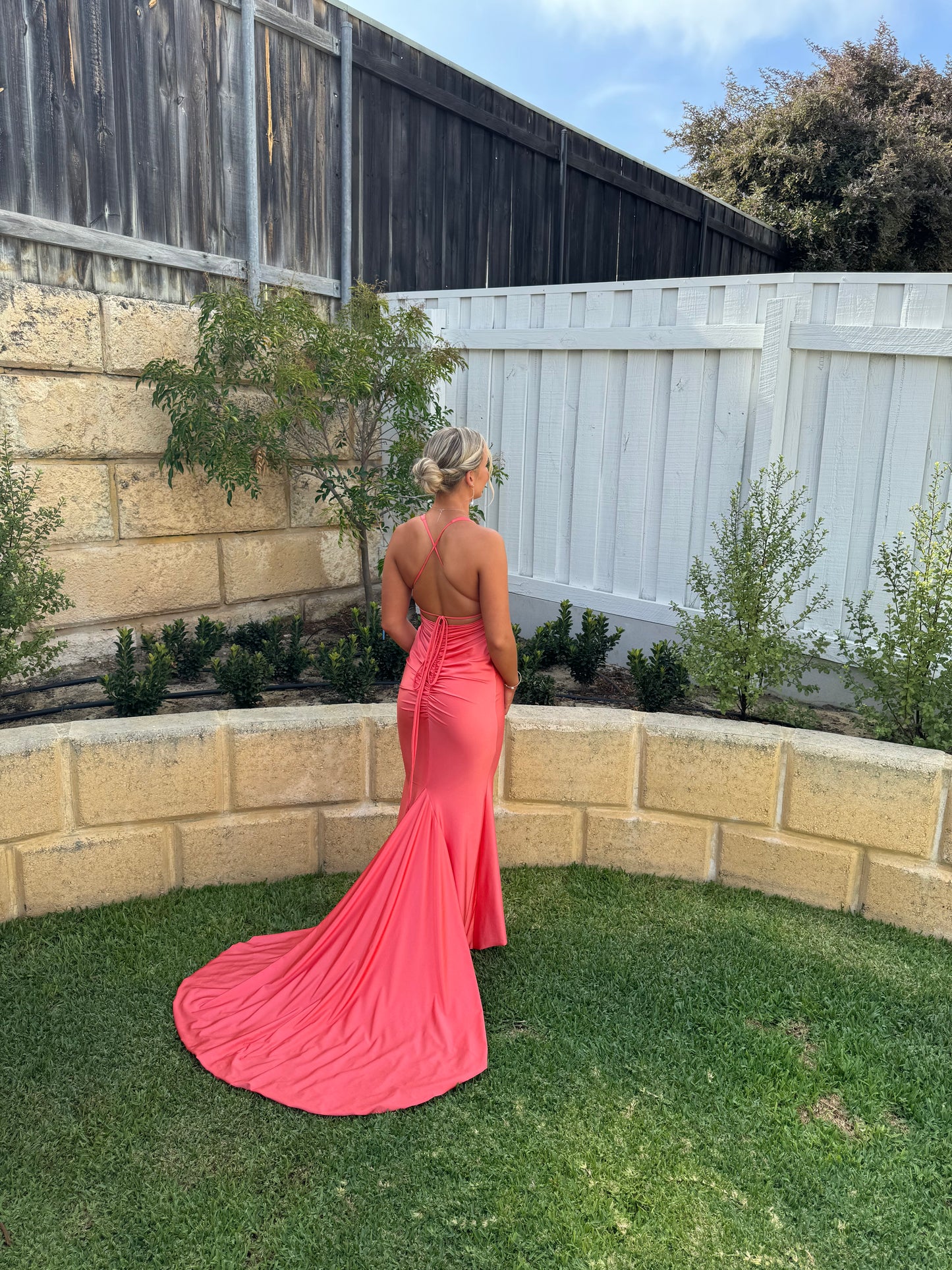 Custom Georgie Gown Train Coral
