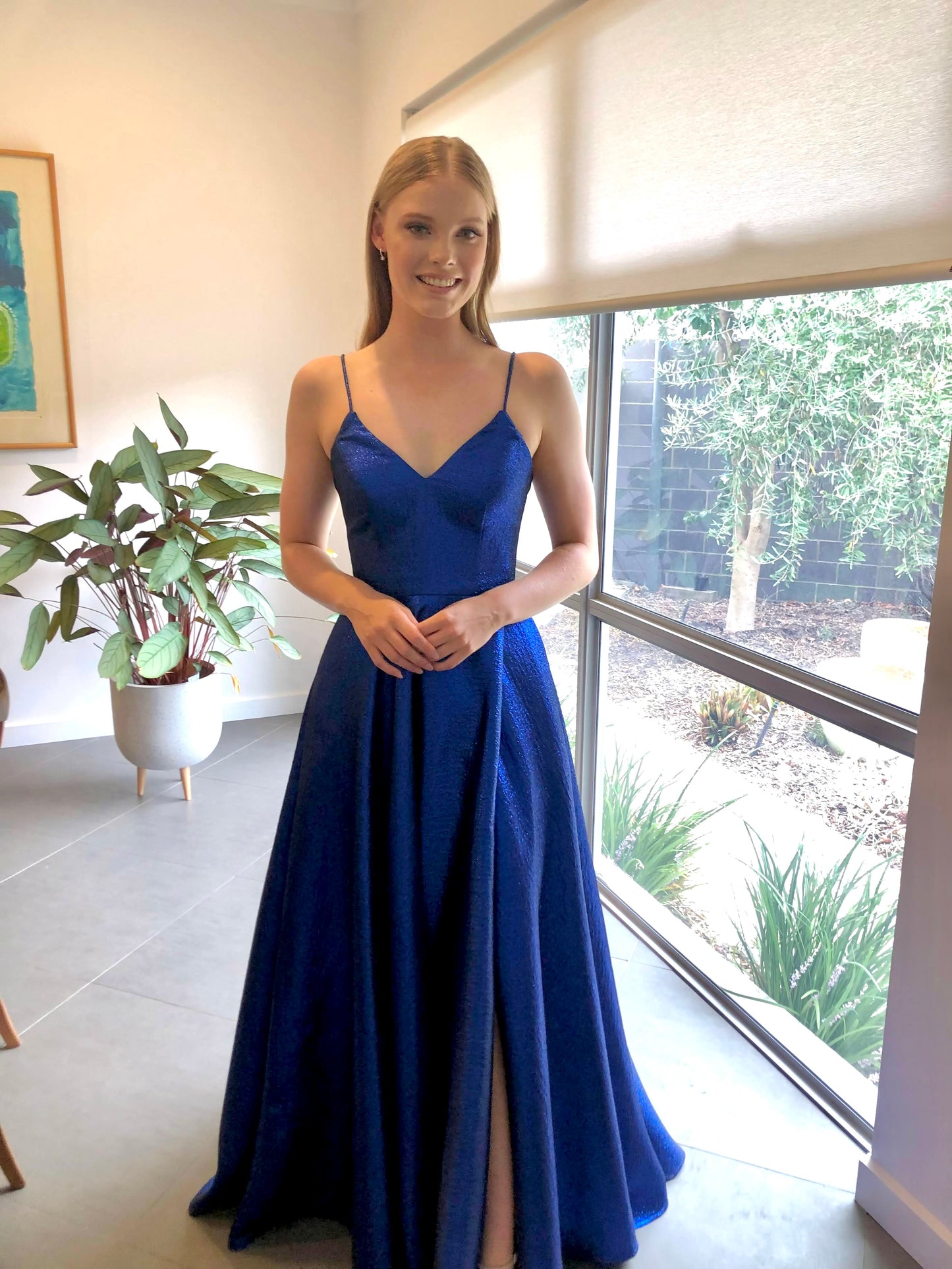Tania Olsen Valerie Metallic Gown Cobalt