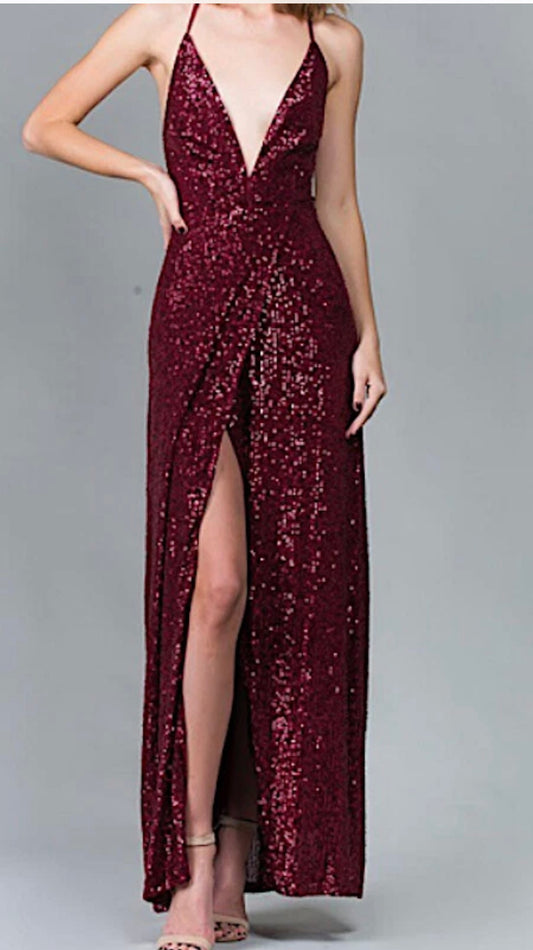 Minuet v neck burgundy dress
