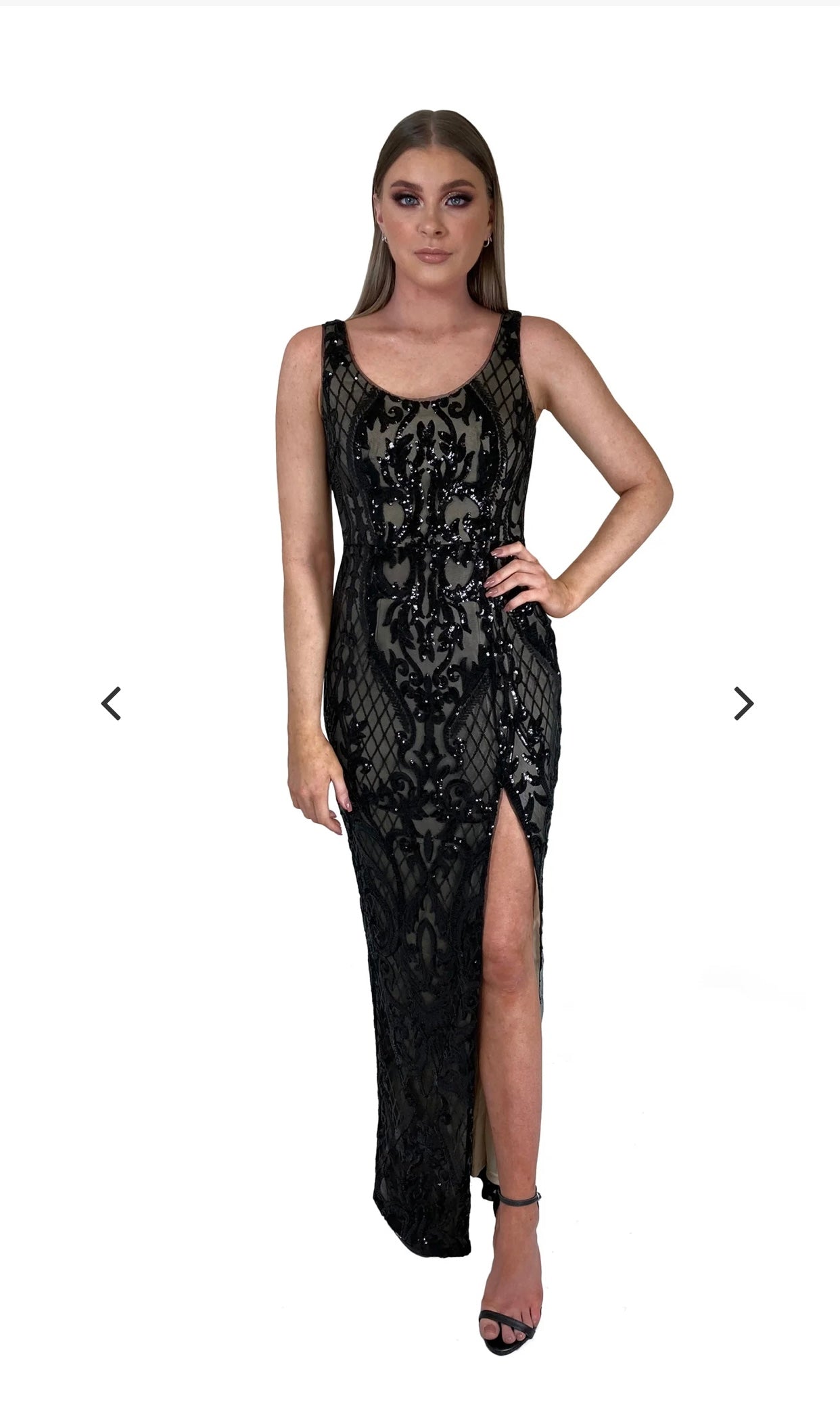 Bariano Diane sequin gown black