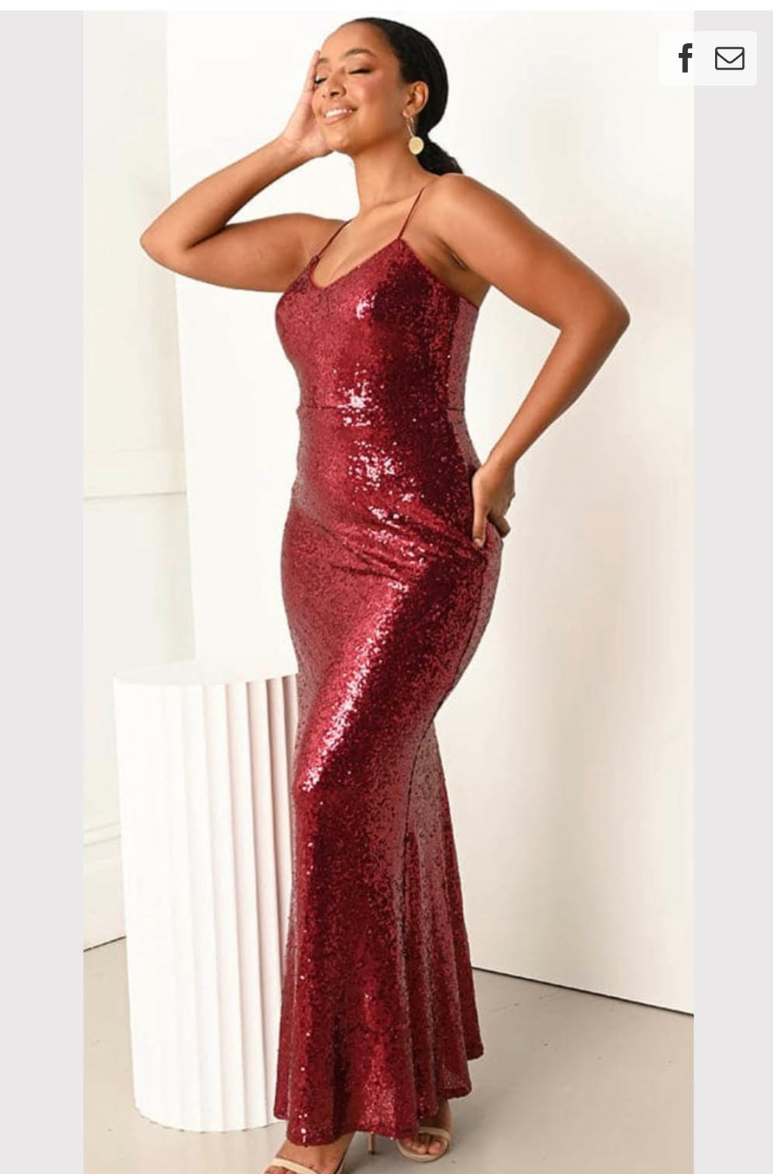 Bariano Crawford Red Sequin Gown