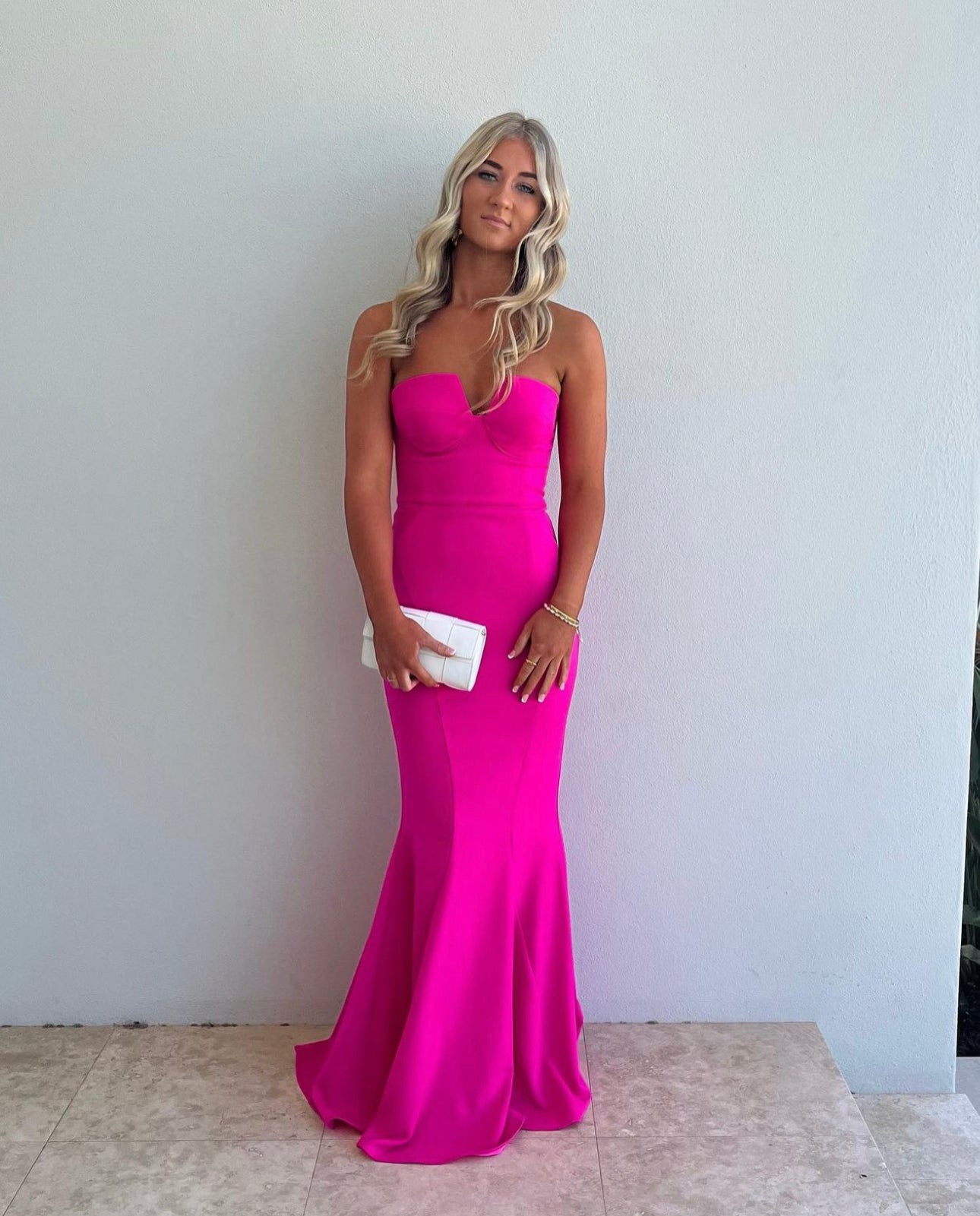 Sheike Eternity Strapless Gown Hot Pink