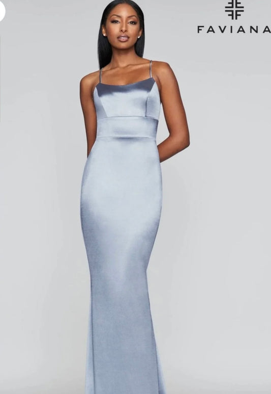 Faviano Scoop Neckline Blue gown