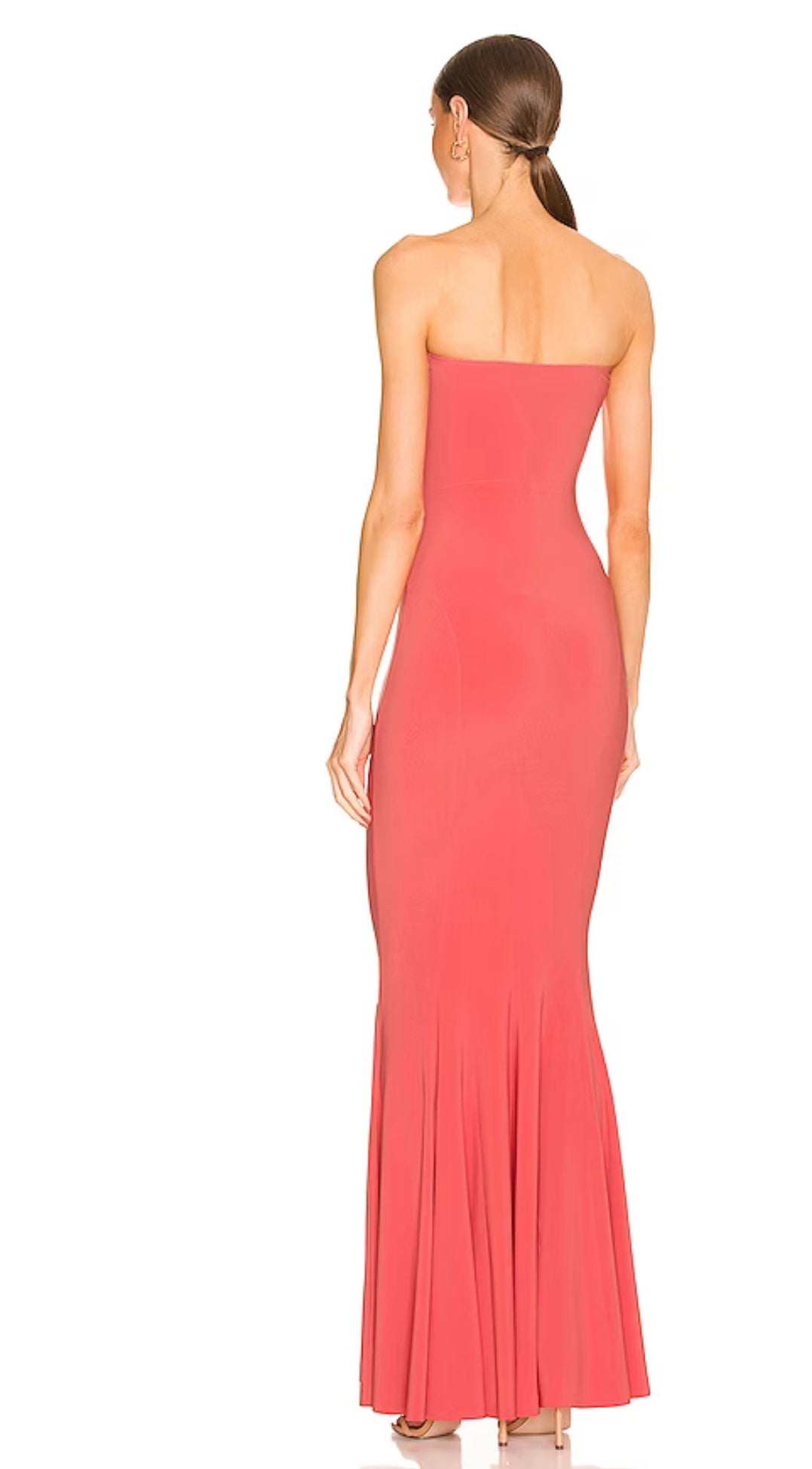 Norma Kamali Strapless Fishtail Gown Coral