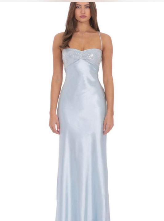 Lucy in the sky satin beaded maxi
