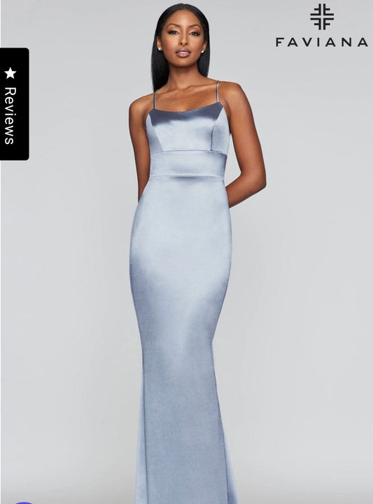 Faviano Scoop Neckline Navy gown