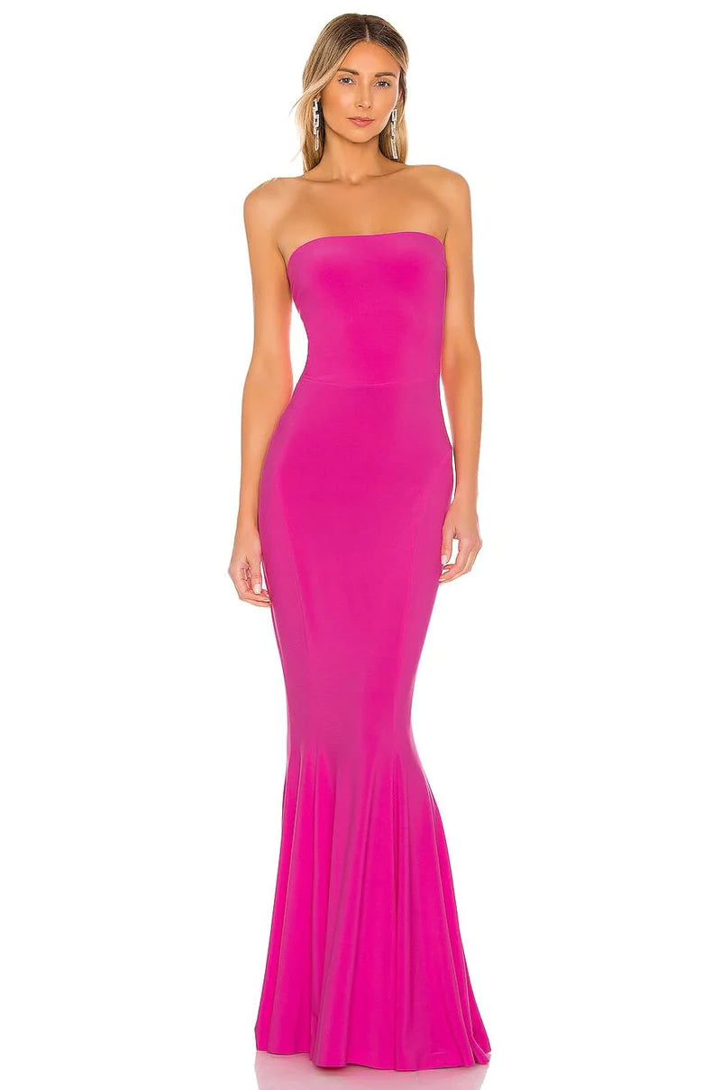 Norma Kamali Strapless Fishtail Gown Pink
