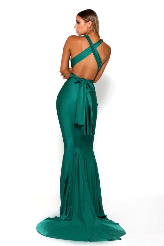 Jondon Multiwrap Gown Emerald