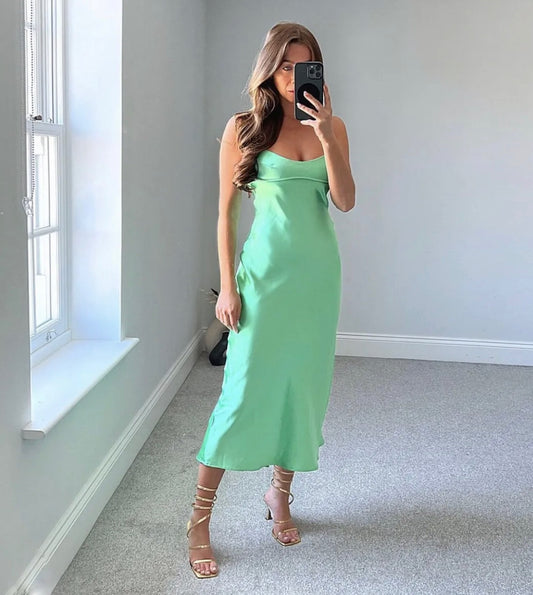 Zara Satin Maxi Mint