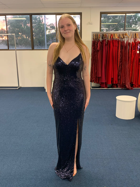 Bariano Hallee Sequin Gown Navy