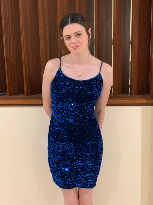 Crystal Sky blue sequin mini
