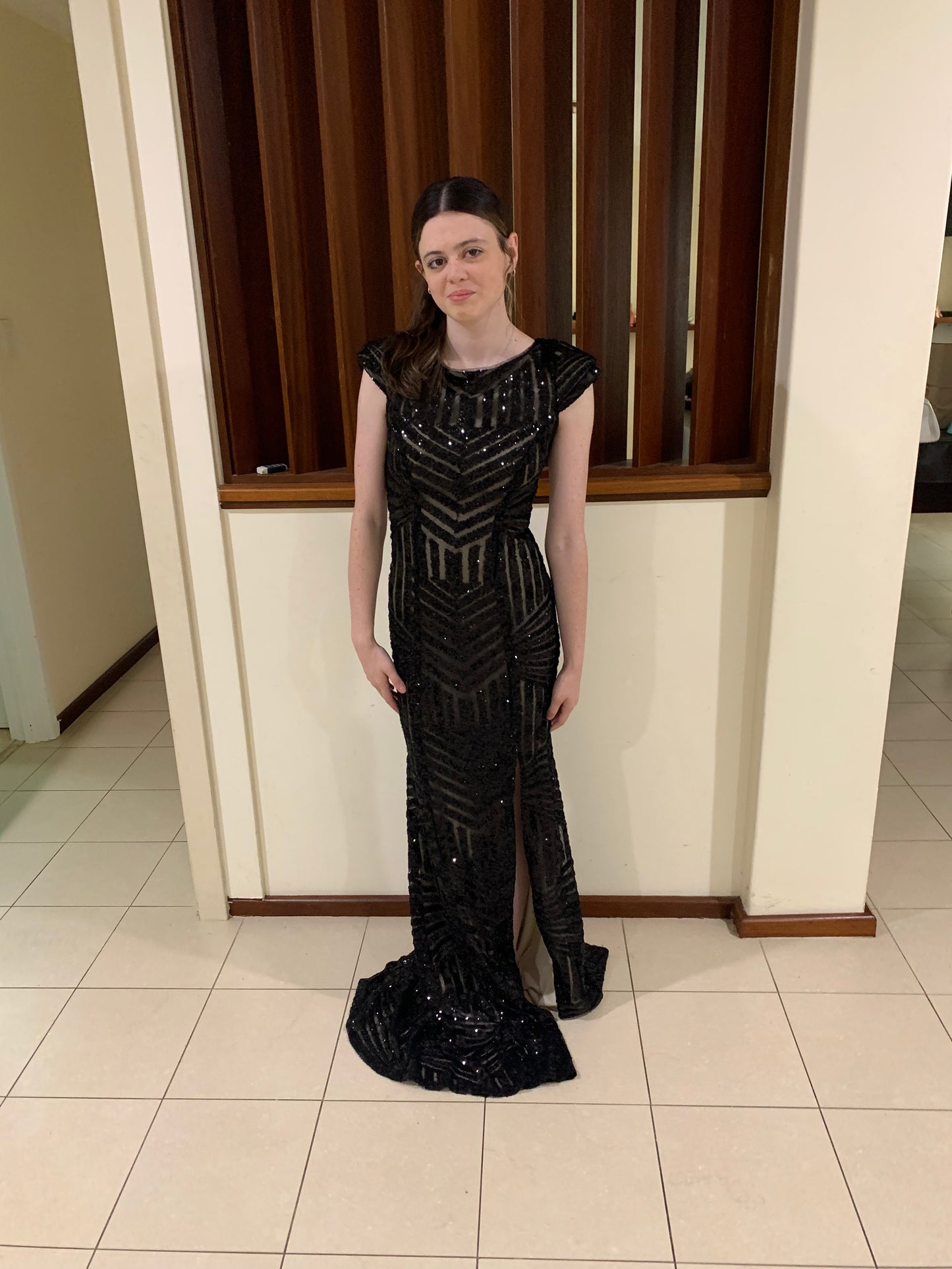 Bariano key hole back gown