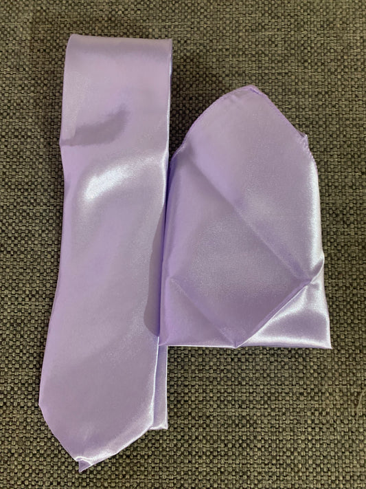 No brand tie and pocket square lilac