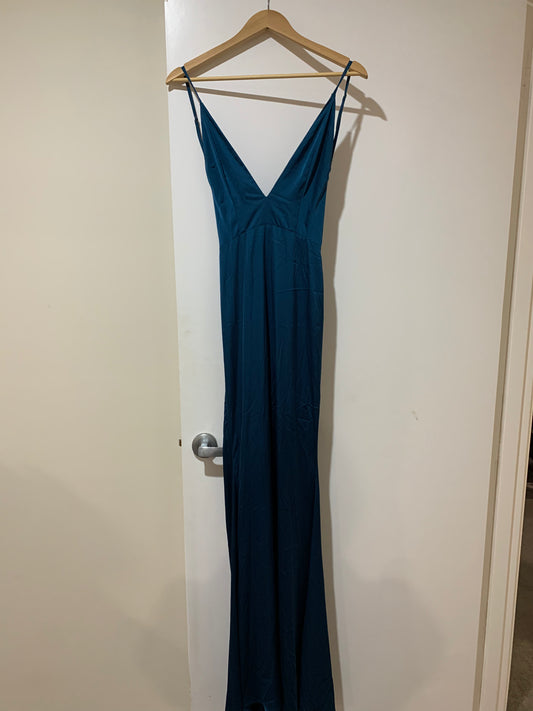 Rene teal slip dress