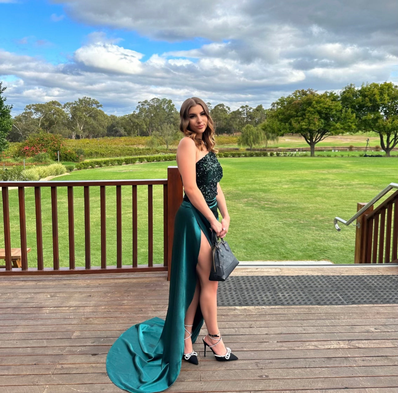 Hebeos Sequin Gown Emerald
