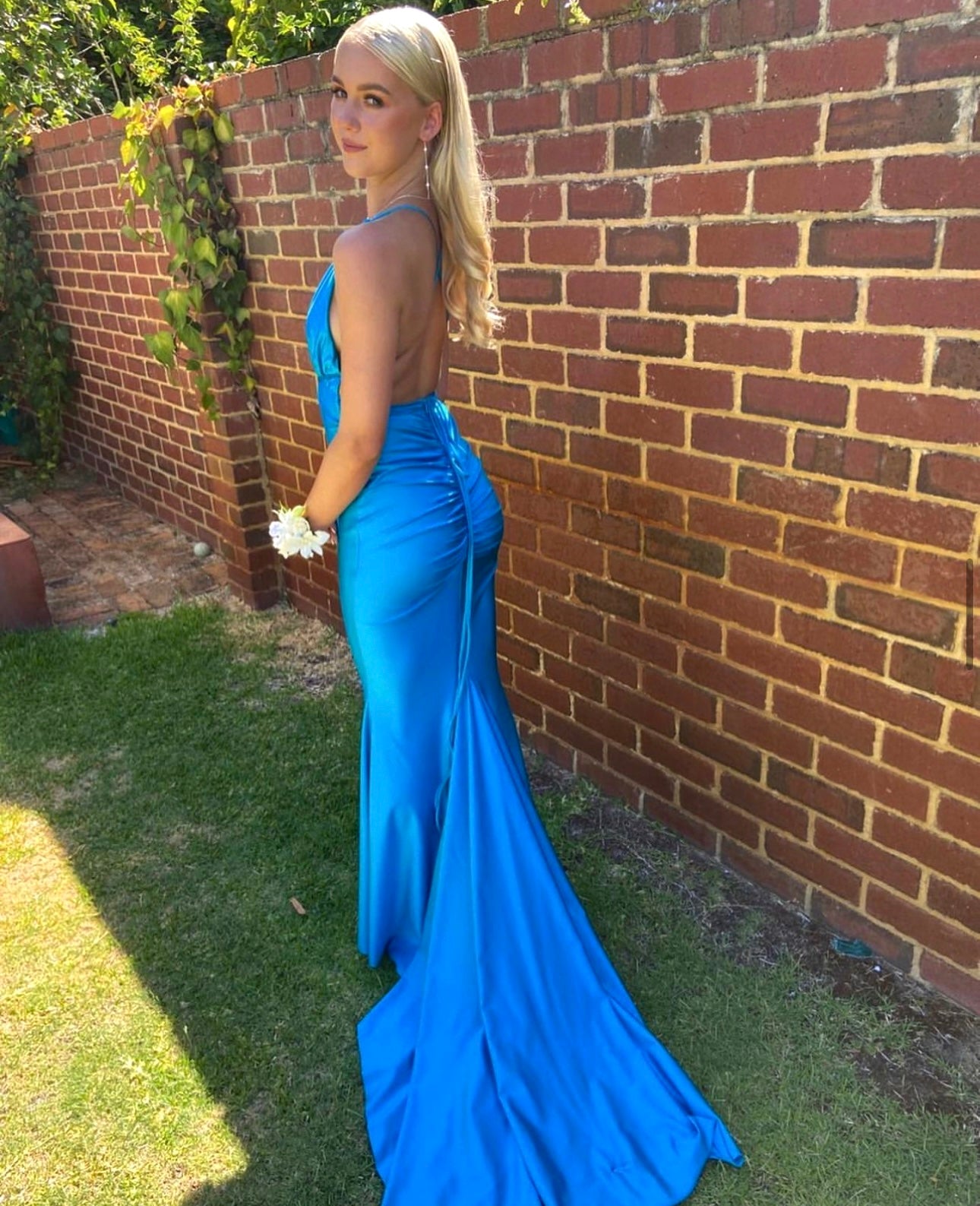 Custom Georgie Gown Train Aqua