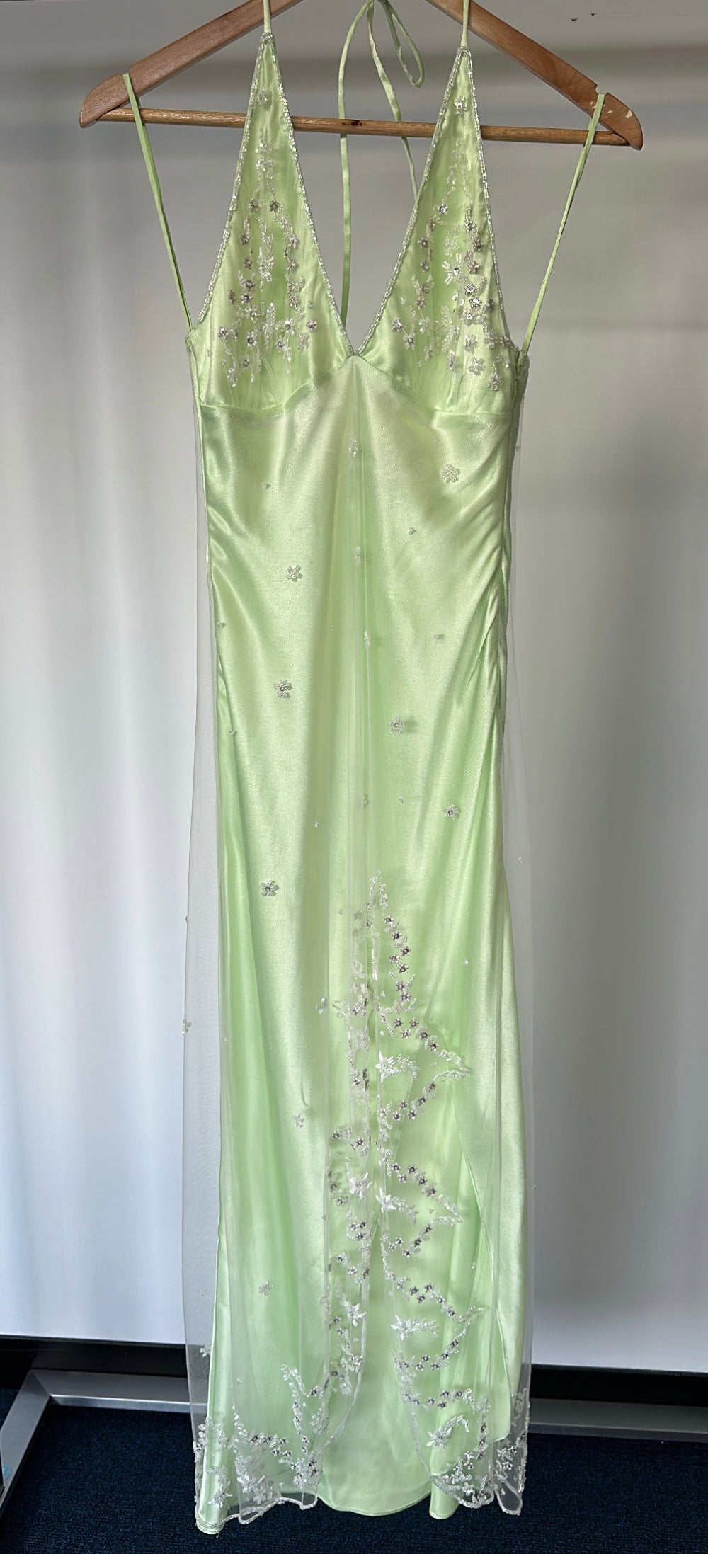 Ruth Tarvydas Slip Dress Lime Green