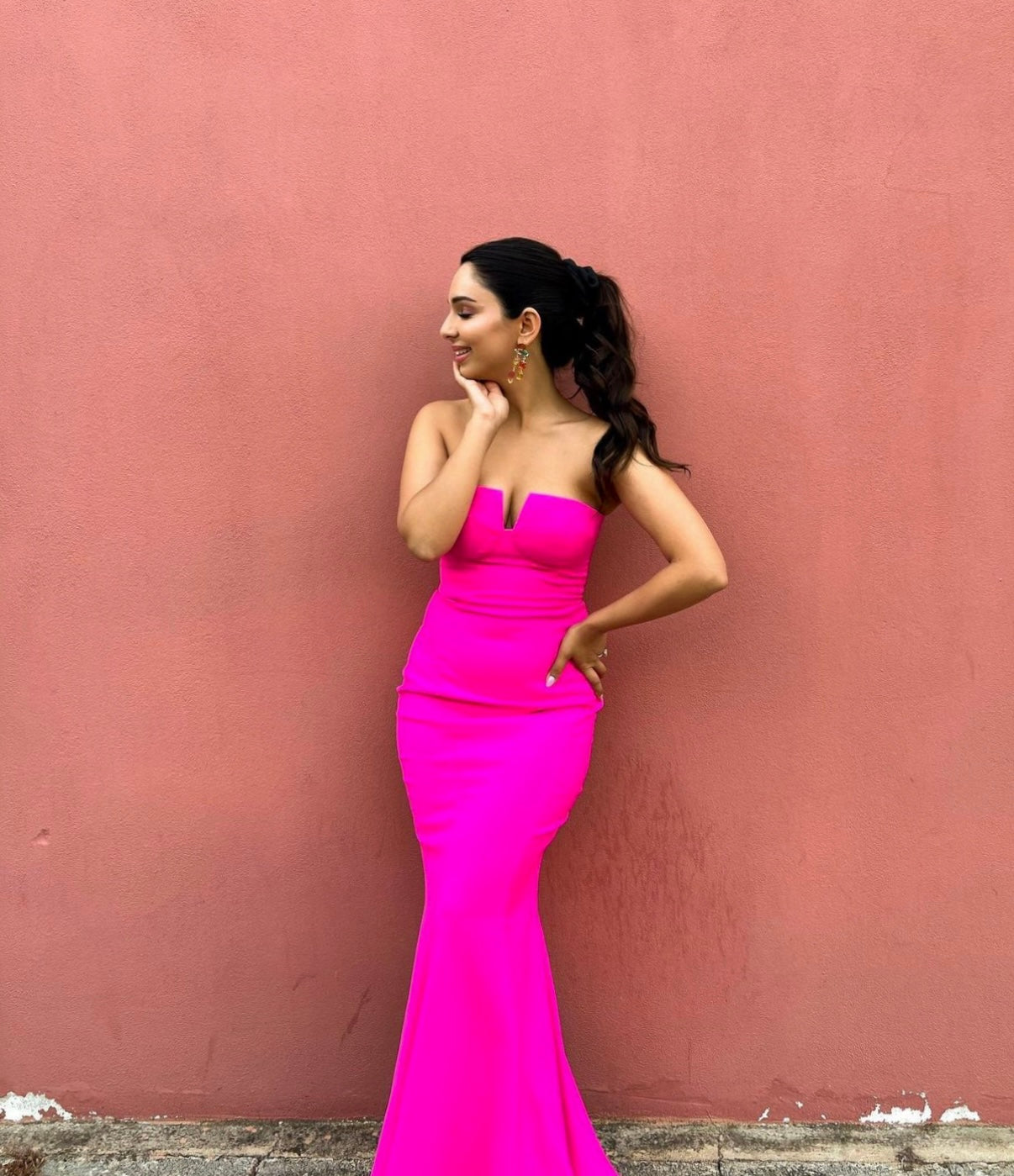 Sheike Eternity Strapless Gown Hot Pink