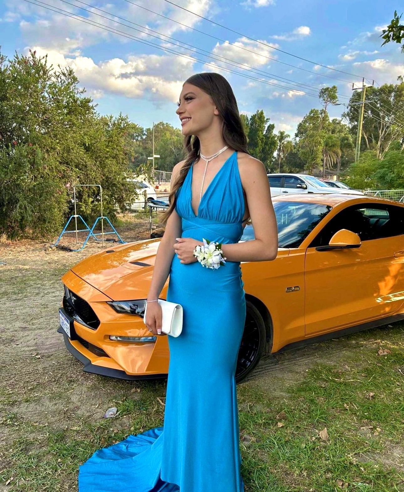 Custom Georgie Gown Train Aqua