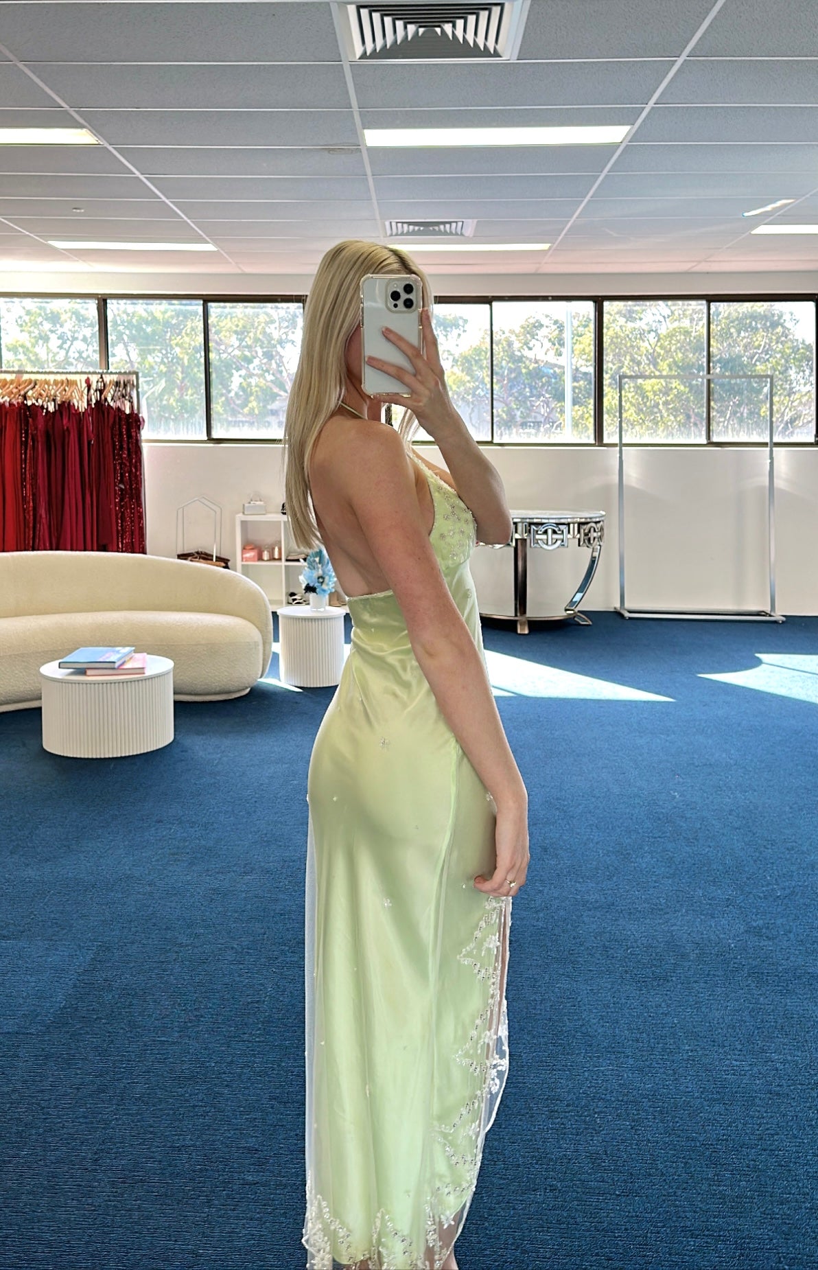 Ruth Tarvydas Slip Dress Lime Green