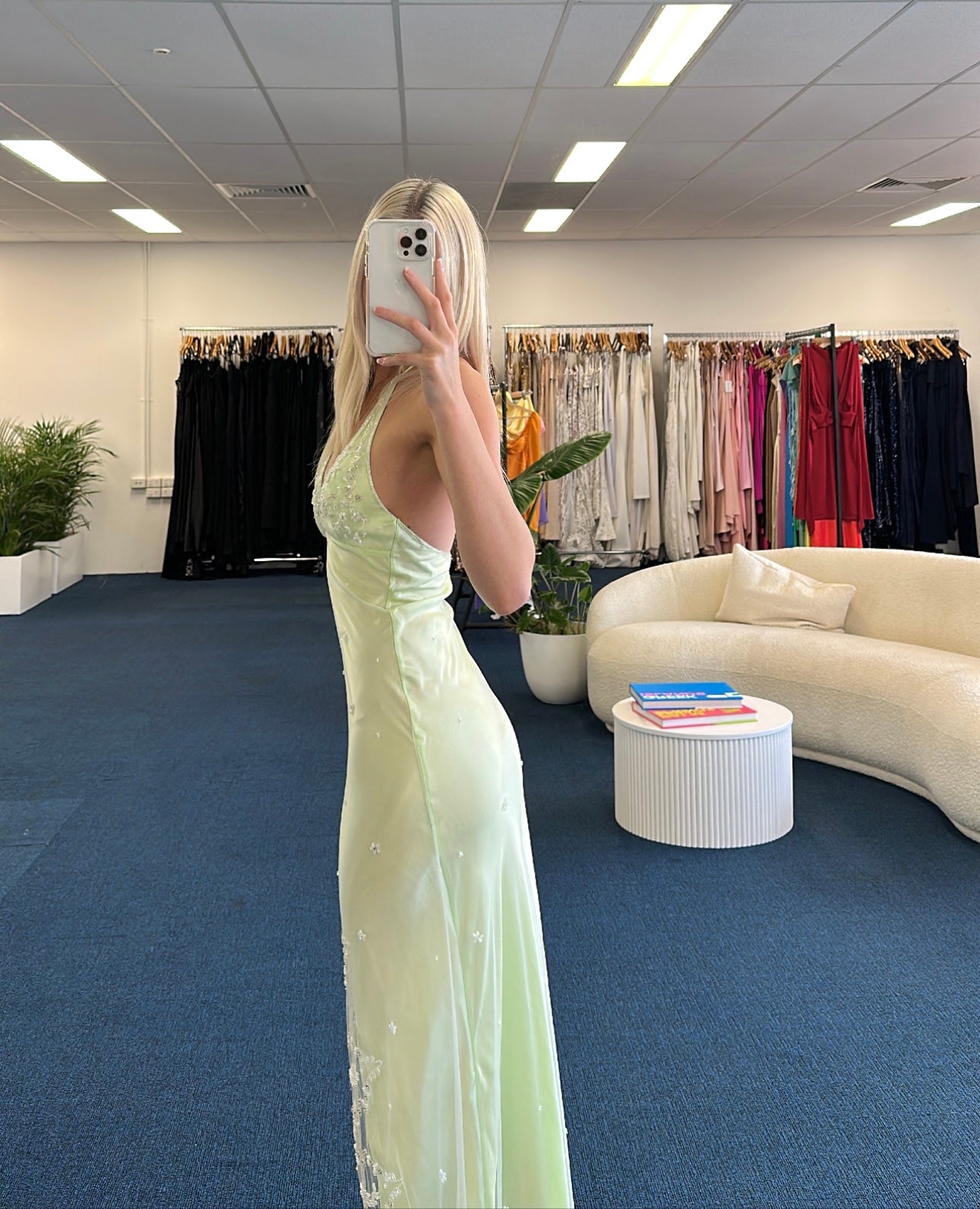 Ruth Tarvydas Slip Dress Lime Green