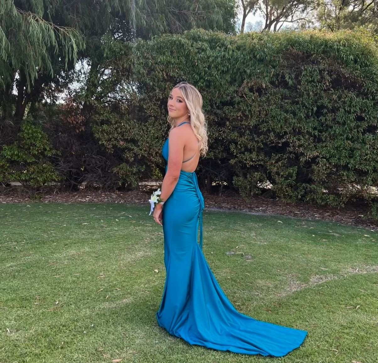 Custom Georgie Gown Train Turqoise
