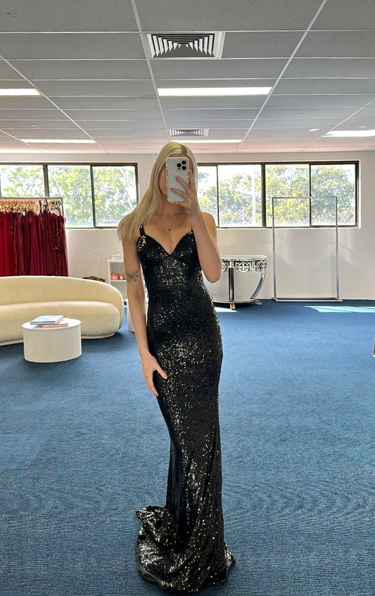 Portia & Scarlett Sequin Gown Black
